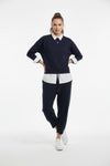 Wijde Broek Met Pijpdetails — Marineblauw