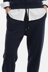Wijde Broek Met Pijpdetails — Marineblauw