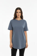 T‑Shirt Met Ovale Zoom In Two‑Ply Stof — Antraciet