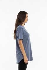 T‑Shirt Met Ovale Zoom In Two‑Ply Stof — Antraciet