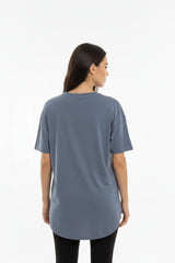 T‑Shirt Met Ovale Zoom In Two‑Ply Stof — Antraciet