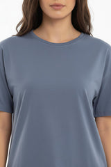 T‑Shirt Met Ovale Zoom In Two‑Ply Stof — Antraciet