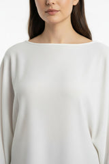 Blouse Met Vleermuismouwen En Boothals — Wit