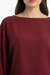 Blouse Met Vleermuismouwen En Boothals — Bordeaux
