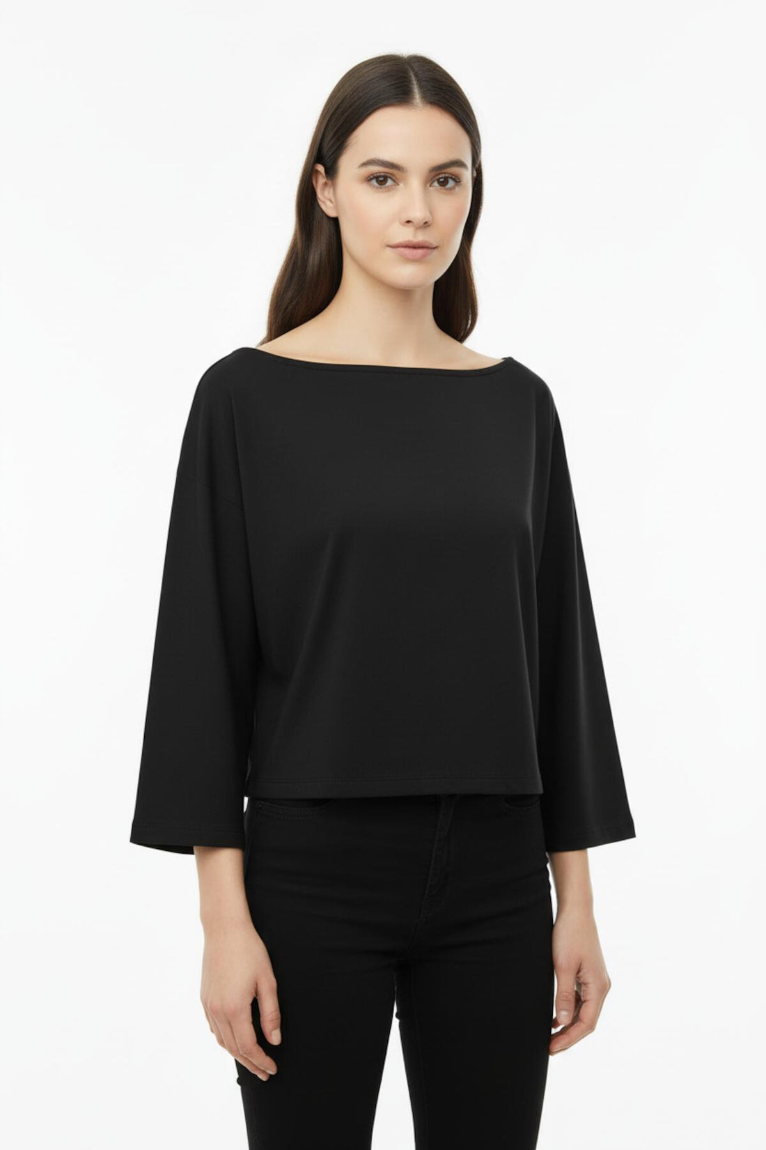 Bluse Mit Tief Angesetzter Schulter Und Weitem Schnitt — Schwarz