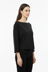 Bluse Mit Tief Angesetzter Schulter Und Weitem Schnitt — Schwarz