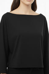Bluse Mit Tief Angesetzter Schulter Und Weitem Schnitt — Schwarz