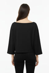 Bluse Mit Tief Angesetzter Schulter Und Weitem Schnitt — Schwarz