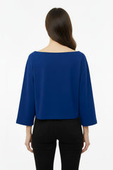 Blouse Met Laag Aangezette Schouders En Wijde Pasvorm — Donkerblauw