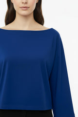 Blouse Met Laag Aangezette Schouders En Wijde Pasvorm — Donkerblauw