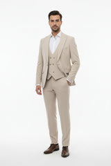 Petek Heren Driedelig Pak — Beige