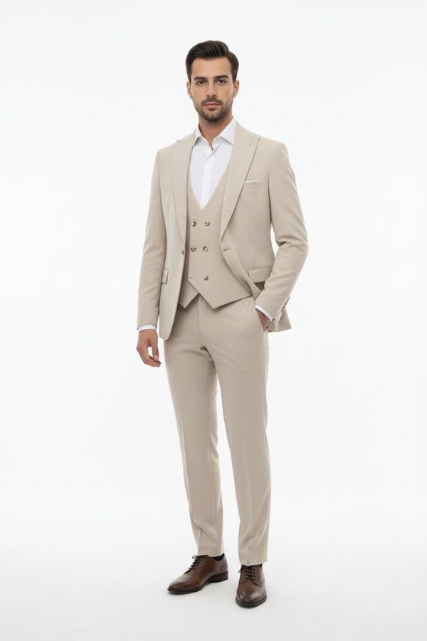 Petek Heren Driedelig Pak — Beige