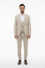 Petek Heren Driedelig Pak — Beige