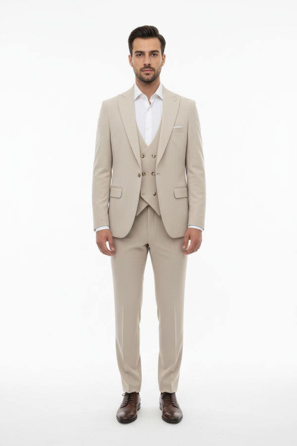 Petek Heren Driedelig Pak — Beige