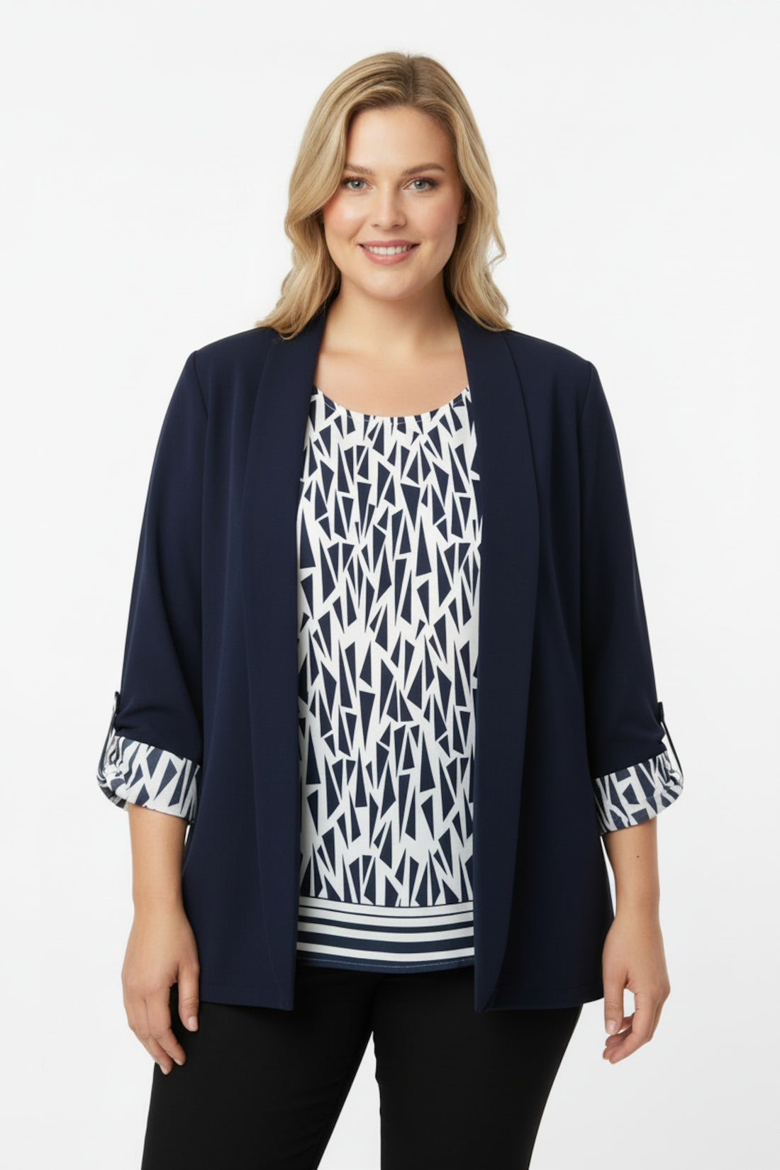 Blazer & Bluse Marine – Große Größen Zweiteiler