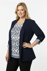 Blazer & Bluse Marine – Große Größen Zweiteiler