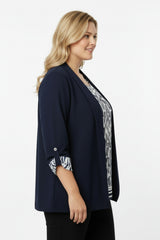 Blazer & Bluse Marine – Große Größen Zweiteiler
