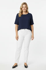 Cotton - Stretch Broek Off‑White – Plus‑Size