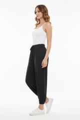 Viscose Broek Met Elastische Boorden — Zwart