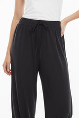 Viscose Broek Met Elastische Boorden — Zwart