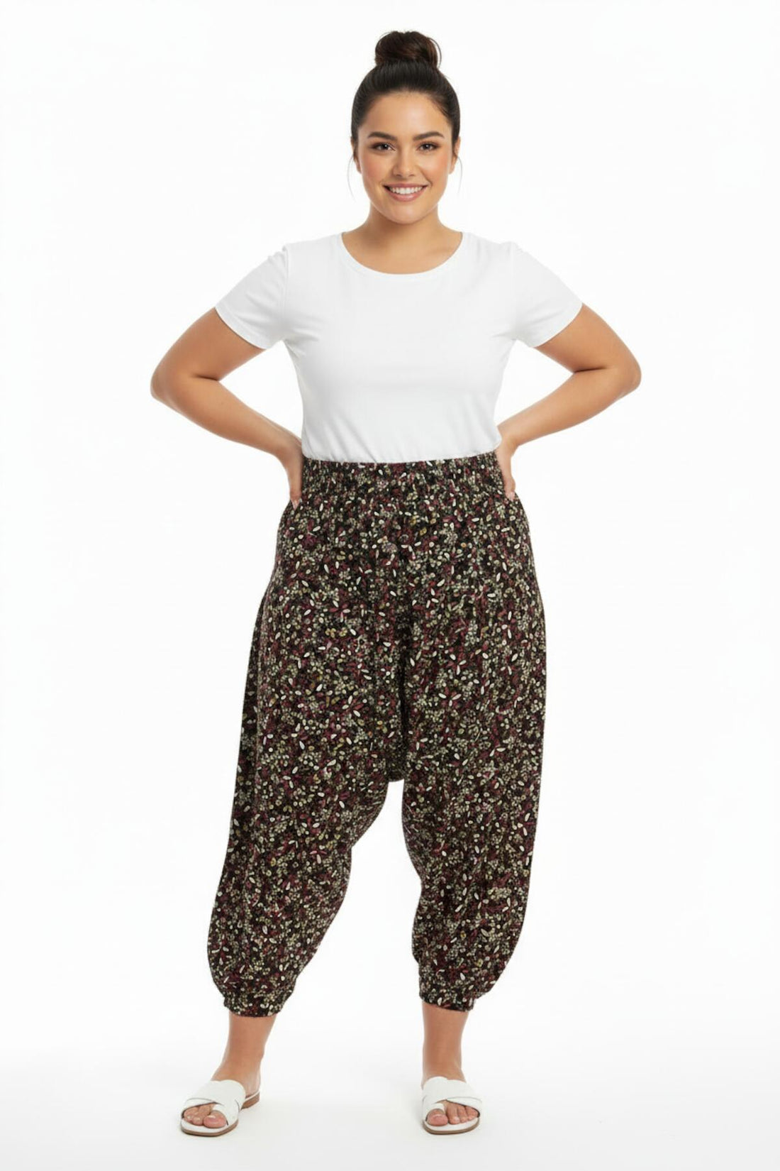 Plus - Size Geweven Broek Met Dessin — Multicolor