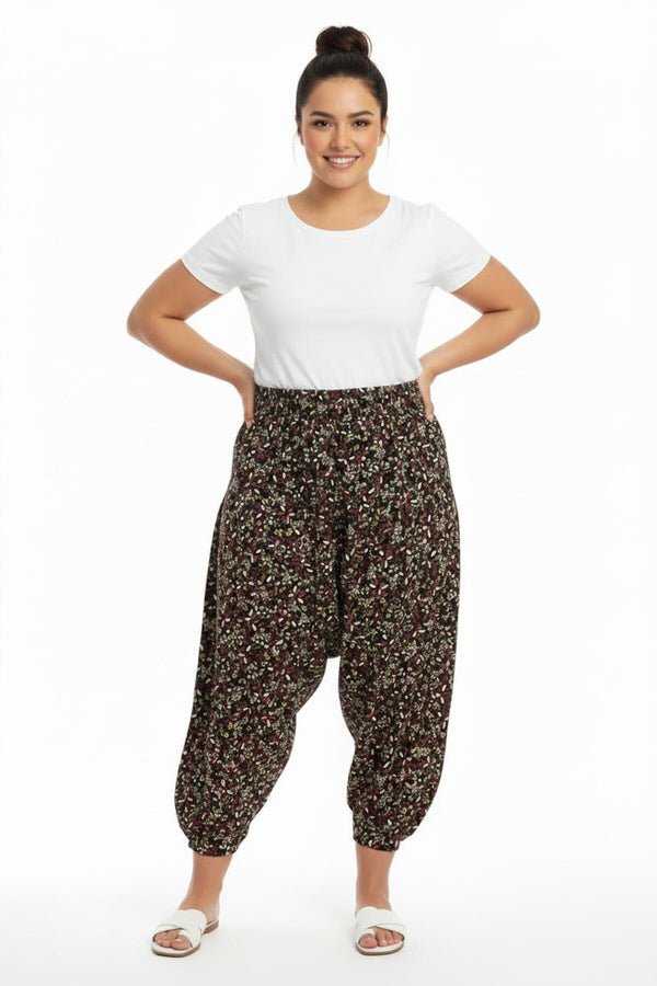 Plus - Size Geweven Broek Met Dessin — Multicolor