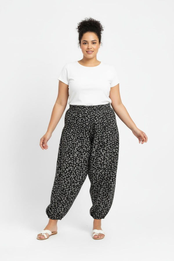 Harembroek In Grote Maten — Multicolor Met Viooltjesprint