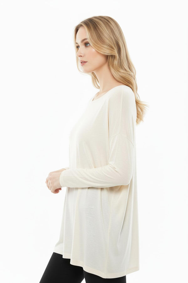 Blouse Met Boothals En Laag Aangezette Schouders – Ecru