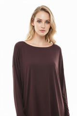 Blouse Met Boothals En Laag Aangezette Schouders – Bruin