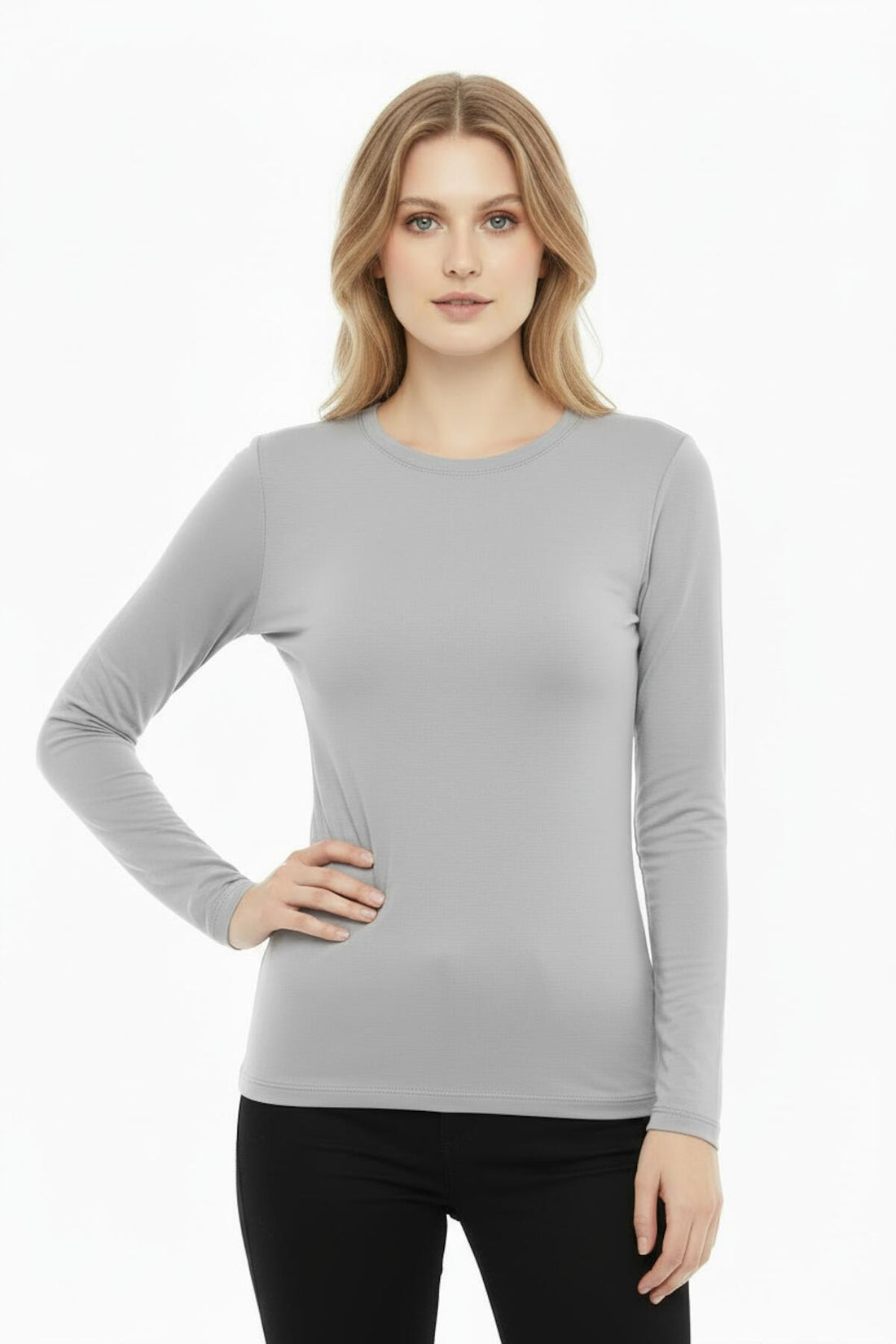 Bluse Mit Rundhalsausschnitt — Grau