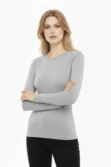 Bluse Mit Rundhalsausschnitt — Grau