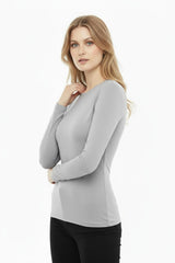 Bluse Mit Rundhalsausschnitt — Grau