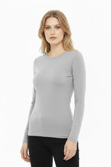 Bluse Mit Rundhalsausschnitt — Grau
