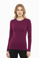 Bluse Mit Rundhalsausschnitt — Pflaume