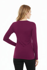Bluse Mit Rundhalsausschnitt — Pflaume