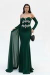 Smaragdgroene Avondjurk Met Steenversiering In Mermaid - Fit