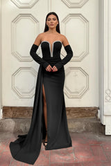 Schwarzes Crepe - Abendkleid