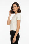 Kurzes Body - T - Shirt Mit Rundhals — Off - White