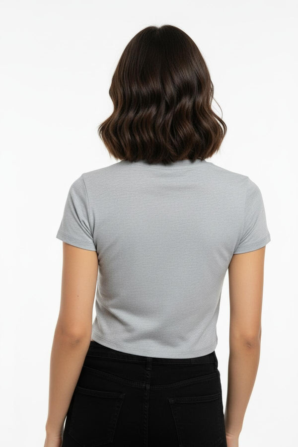 Kort Body - T - Shirt Met Ronde Hals — Grijs