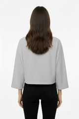 Bluse Mit Überschnittener Schulter Und Weiten Ärmeln – Grau