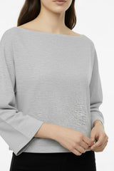 Bluse Mit Überschnittener Schulter Und Weiten Ärmeln – Grau