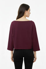 Oversized Blouse Met Lage Schouders En Wijde Mouwen – Bordeaux