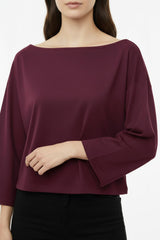 Oversized Blouse Met Lage Schouders En Wijde Mouwen – Bordeaux