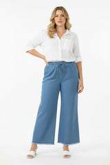 Plus - Size Wijde Broek Van Lichte Denim – Blauw