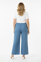 Plus - Size Wijde Broek Van Lichte Denim – Blauw