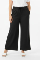 Plus - Size Lange Broek Met Elastische Taille – Zwart