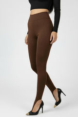 Legging Met Voetlus En Siersteentjes – Bruin