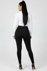 Legging Met Voetlus En Siersteentjes – Zwart