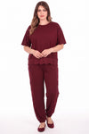 Plus‑Size Tweedelige Set Met Kantdetail — Bordeaux