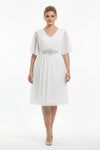 Witte Plus‑Size Midi Jurk Van Glittertule Met Stenen In De Taille